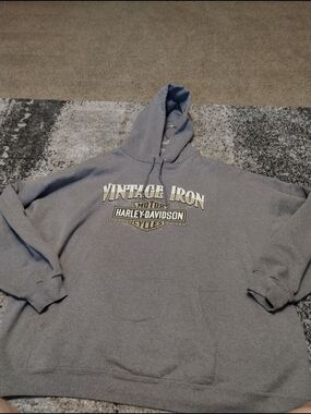 Harley-Davidson Vintage Iron Gray Pullover Hoodie Sz 3XL